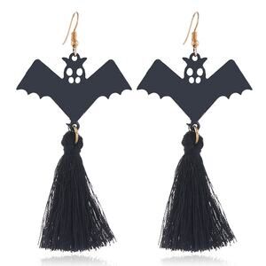 808. Halloween Bat Tassel Earrings